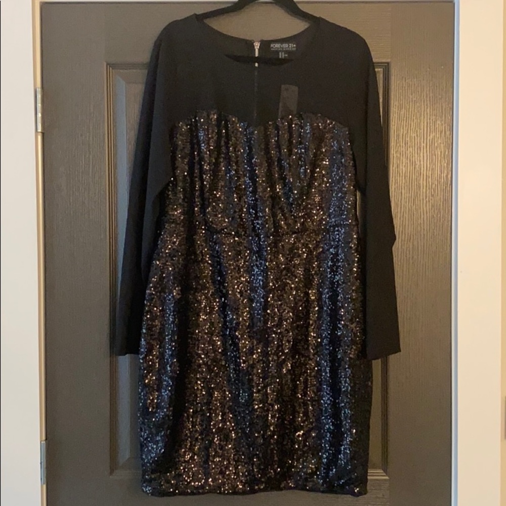 NEW Forever 21+ Black Sequin Dress